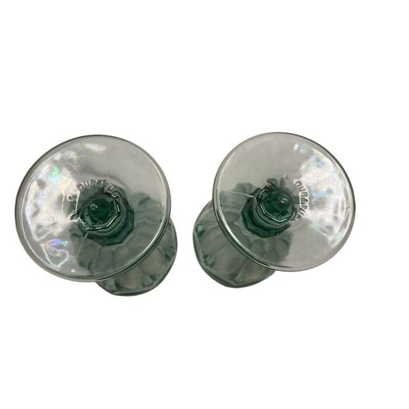 Vintage Libbey Duratuff Gibraltar Spanish Green Water Goblets Set Of Two Kitchen - Picture 5 of 9